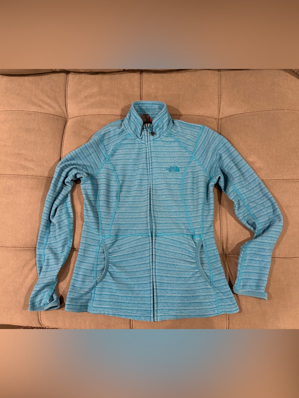 The North Face Women's Teal Striped Full-Zip Jacket